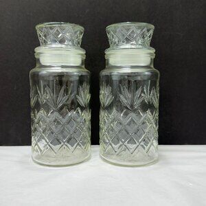 Vintage Planters Peanuts Mr Peanut Glass Apothecary Jars Diamond Fan Design Lot